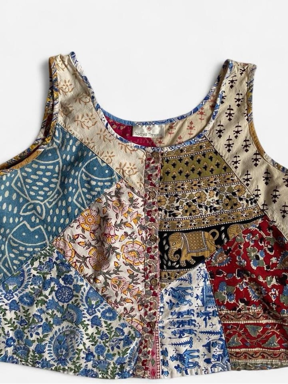 Sacred Threads Patchwork Sleeveless Boho Top